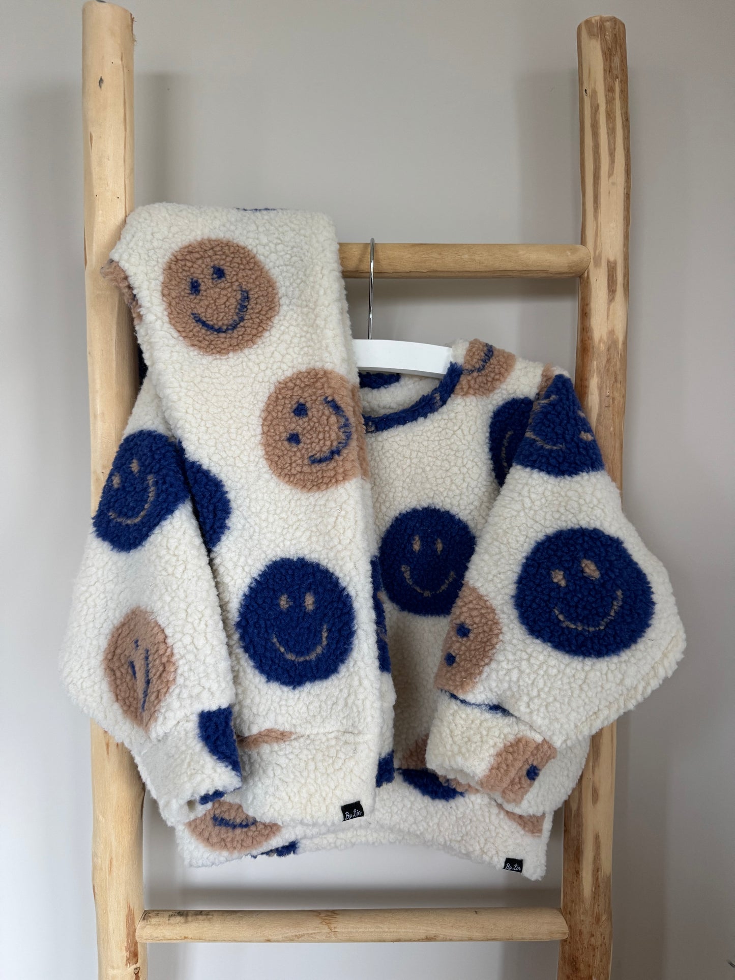 TEDDY | GROTE SMILEYS BLAUW/BEIGE