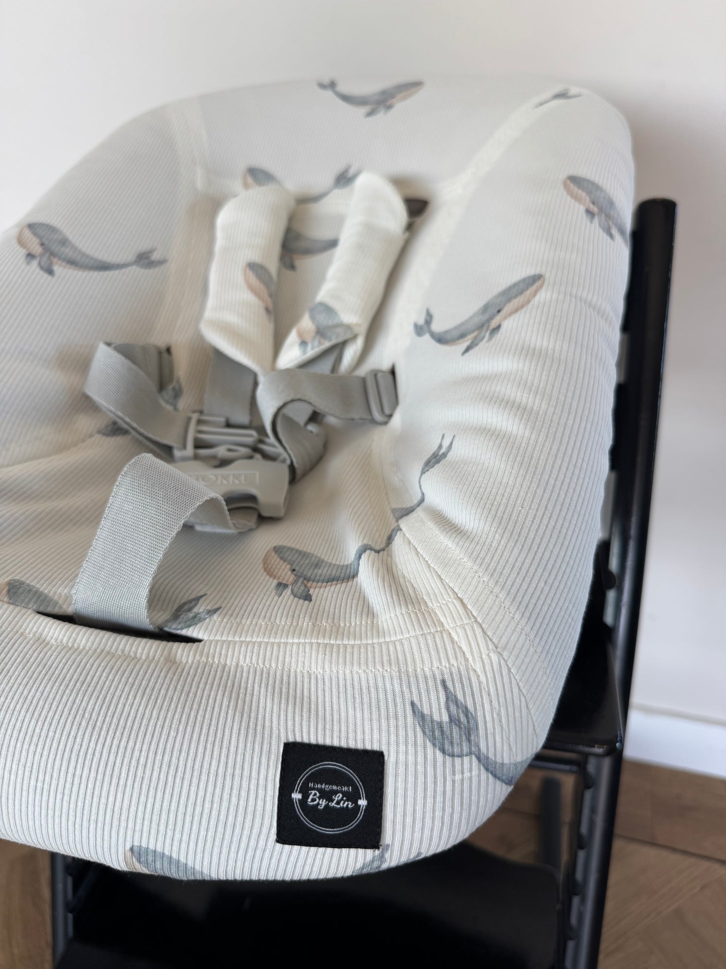NEWBORN HOES | Grote walvis staalblauw ribtricot