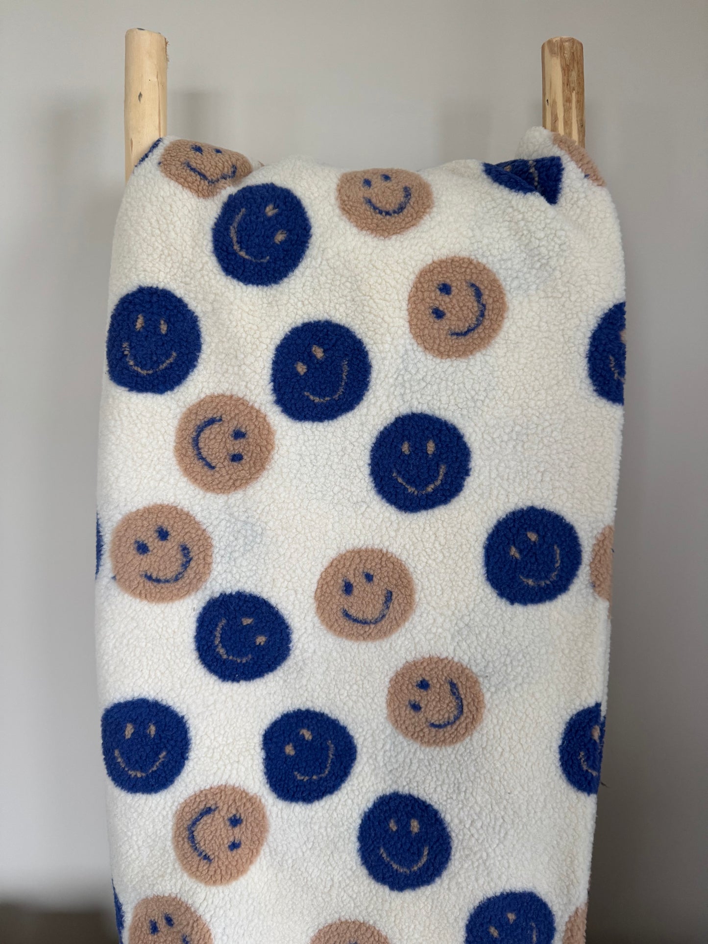 TEDDY | GROTE SMILEYS BLAUW/BEIGE