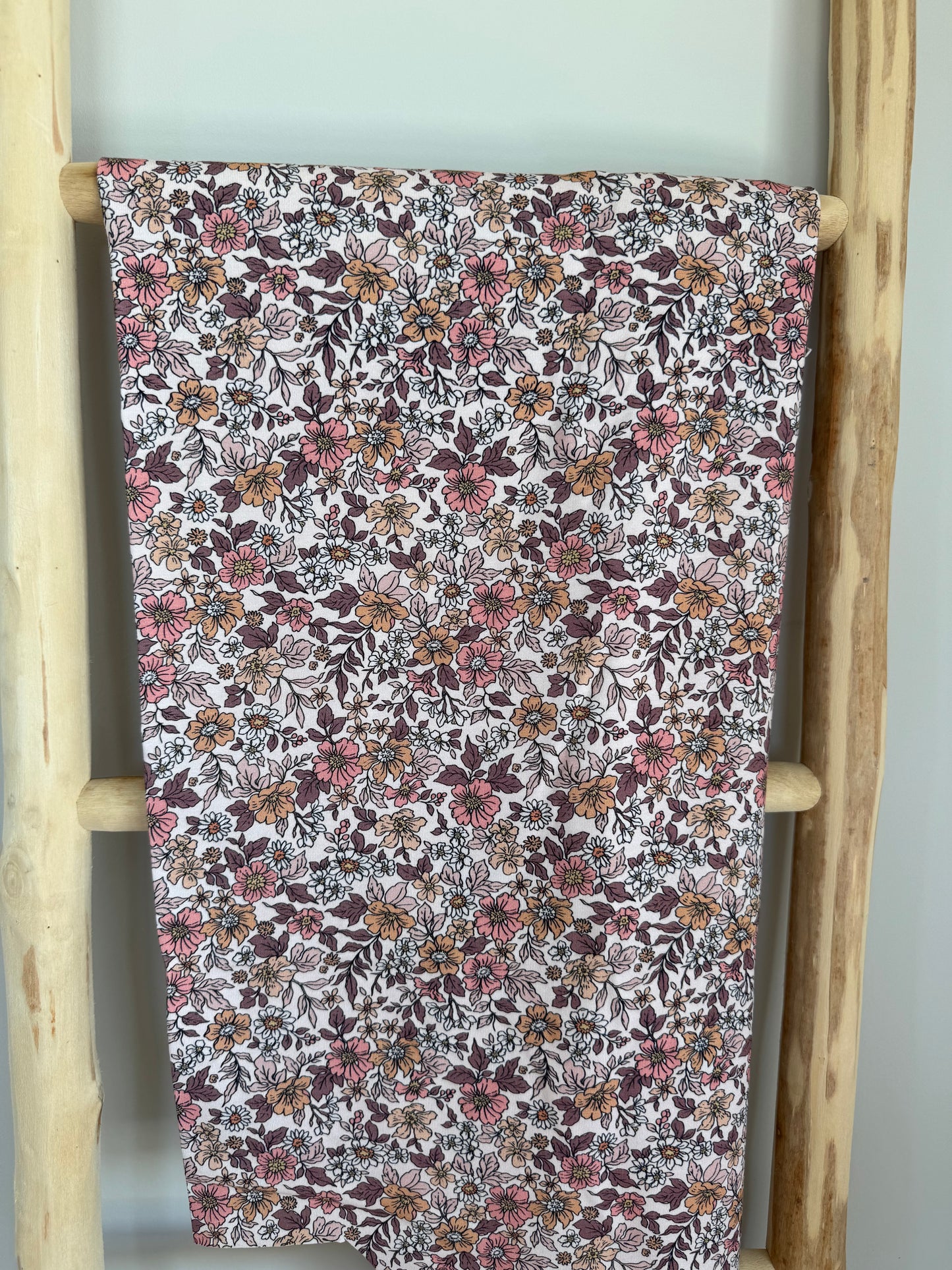 VINTAGE BLOEMEN OUD MAUVE TRICOT