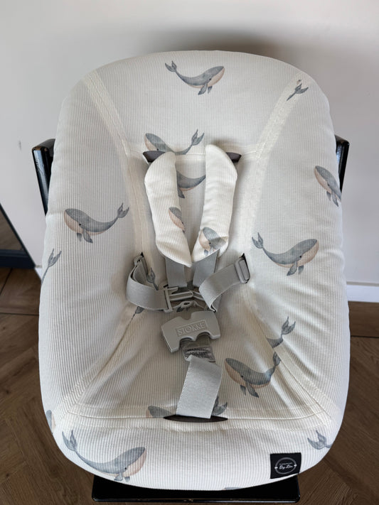 NEWBORN HOES | Grote walvis staalblauw ribtricot