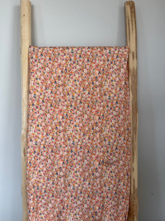 RIBTRICOT TIJDLOZE BLOEM DONKERBLAUW